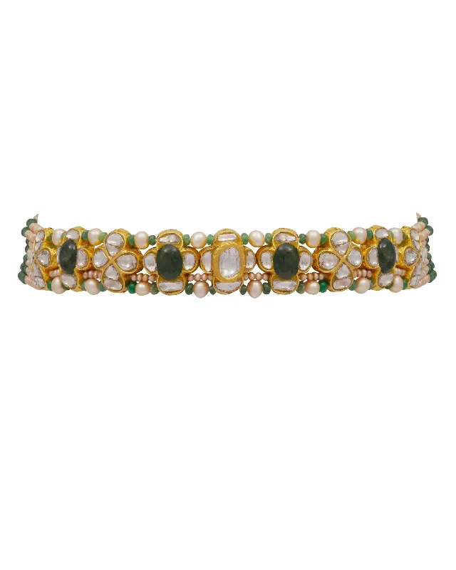 sterling silver braided ring Sharara Polki Choker