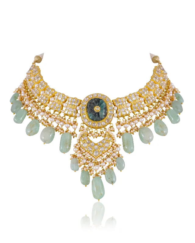 unique diamond stud earrings Shehnaz Polki Necklace