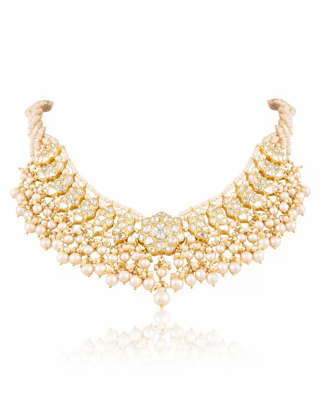 engraved pendant necklace Shifa Polki Necklace