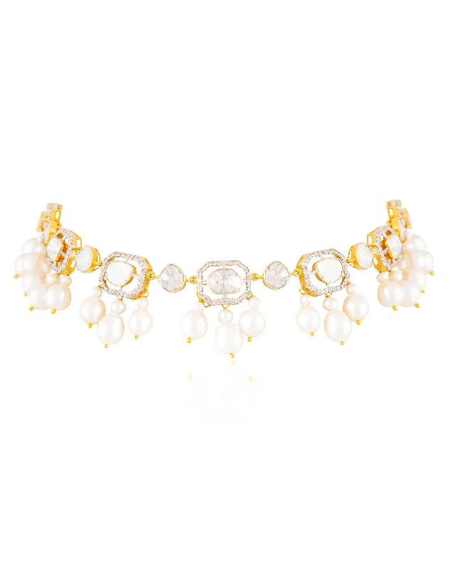 classic tennis bracelet white gold Shreya Polki And Diamond Choker