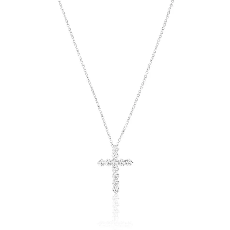 cubic zirconia stud earrings classic Belluno Croce Silver Necklace w. Zirconias
