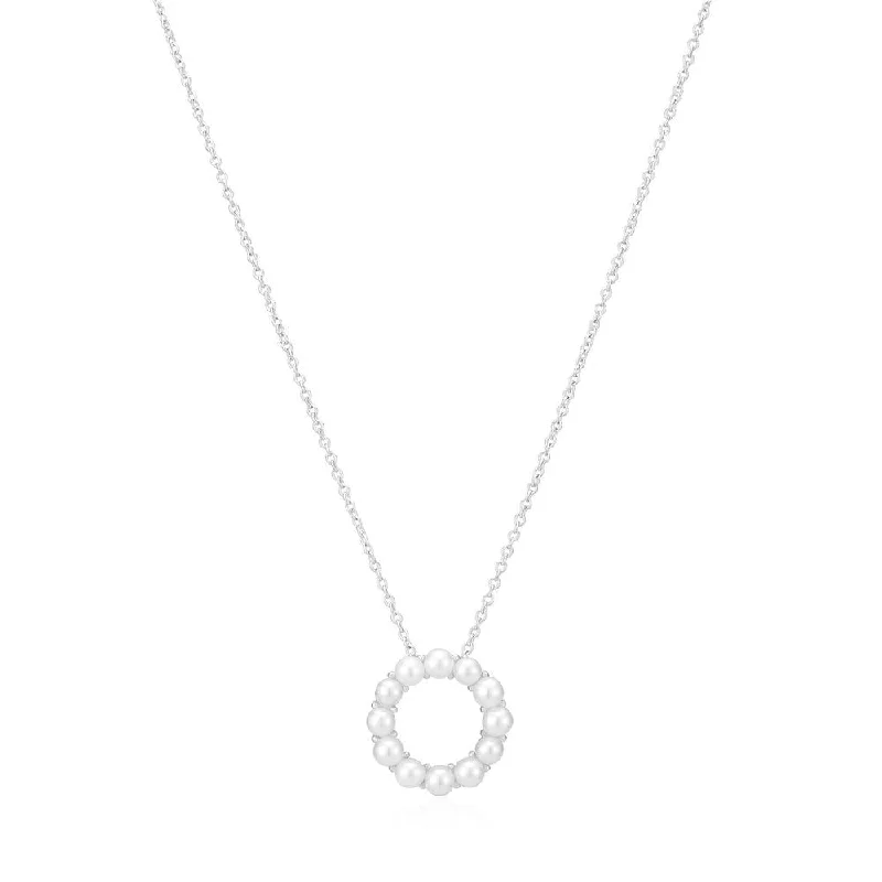 multi-gemstone eternity band Biella Altro Perla Silver Necklace w. Pearls