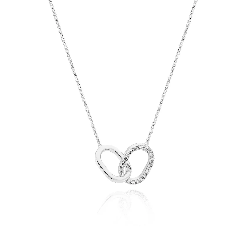 minimalist horseshoe necklace gold Capizzi Due Piccolo Silver Necklace w. Zirconia