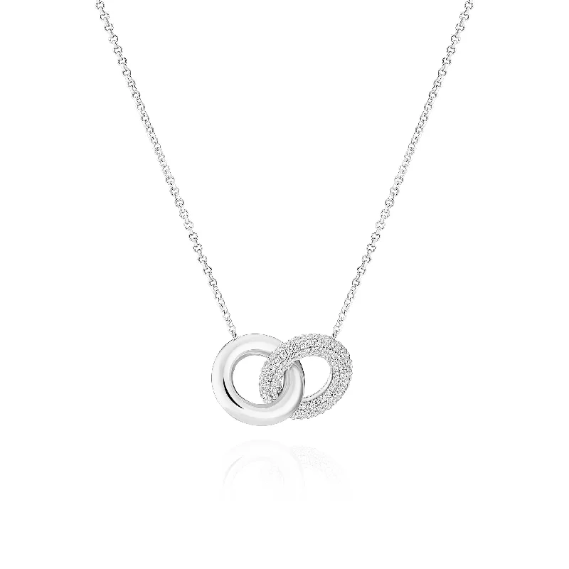 dainty chain bracelet layered Carrara Due Piccolo Silver Necklace w. Zirconia