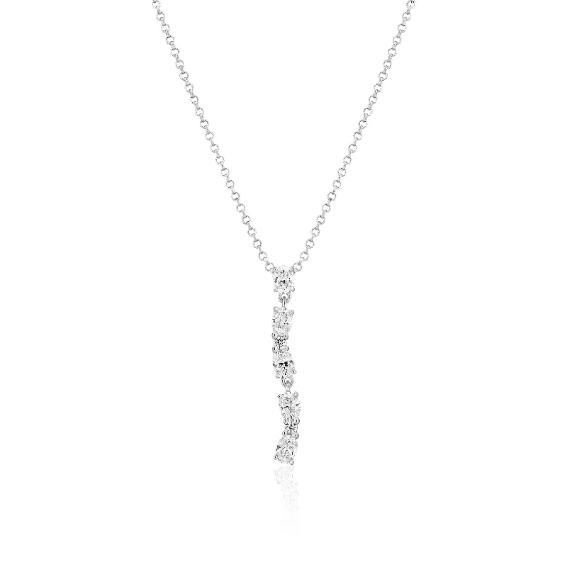 oval cut engagement ring platinum Ellera Ovale Lungo Silver Necklace w. Zirconia