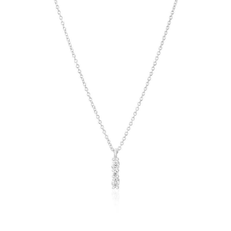 minimalist chain anklet gold Ellera Ovale Piccolo Silver Necklace w. Zirconia