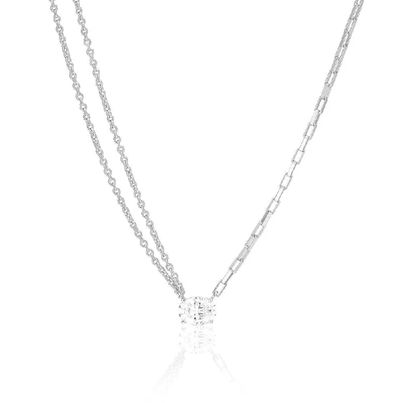 celestial galaxy planet earrings Ellisse Uno Silver Necklace w. Zirconia