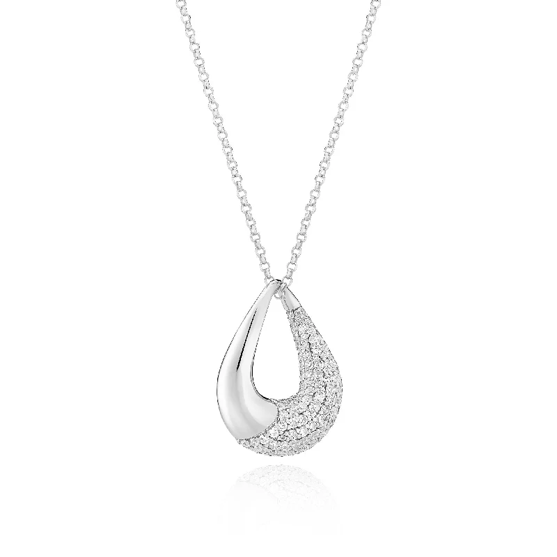 heart-shaped promise ring sterling silver Glorenza Silver Necklace w. Zirconia