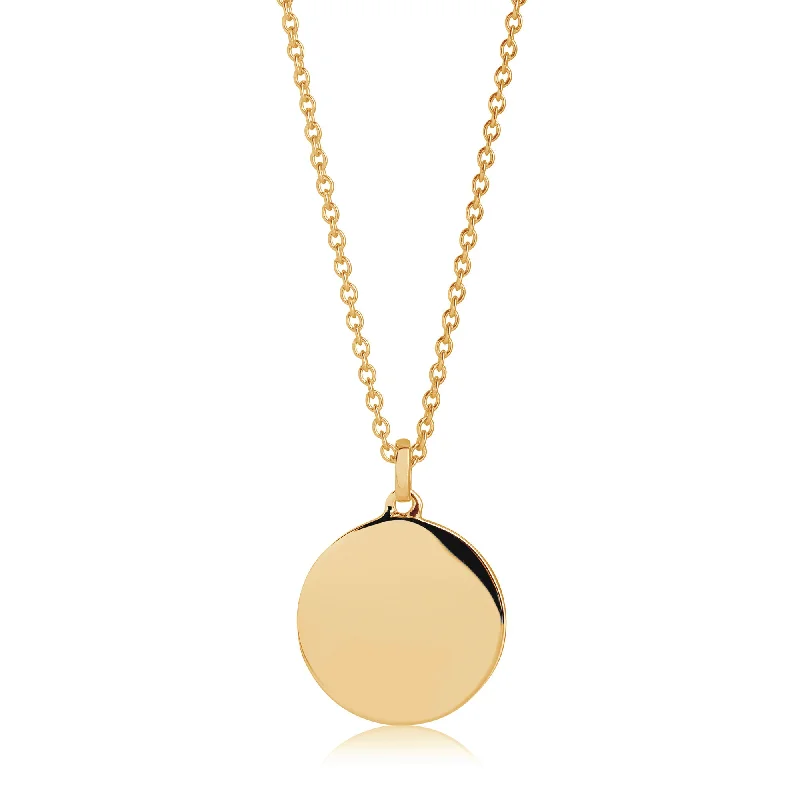 gold medallion pendant necklace Follina Pianura Gold Plated Necklace 16 mm Pendant