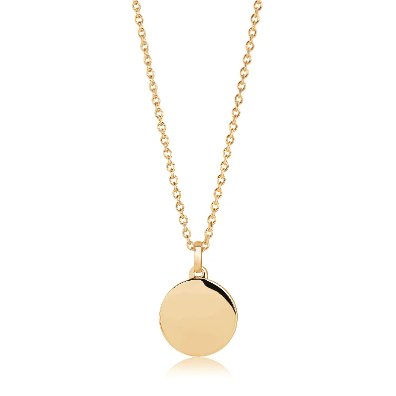 handmade leather pendant necklace Follina Pianura Gold Plated Necklace 12 mm Pendant