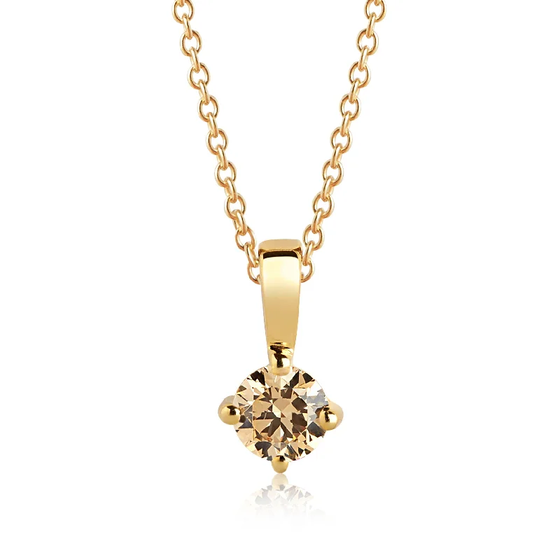 vintage-style garnet ring Princess Piccolo Round Gold Plated Necklace w. Yellow Zirconias