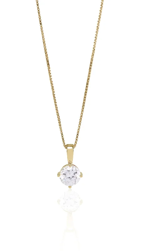 minimal gold ring stack Princess Round 8 mm. Gold Plated Necklace w. White Zirconias