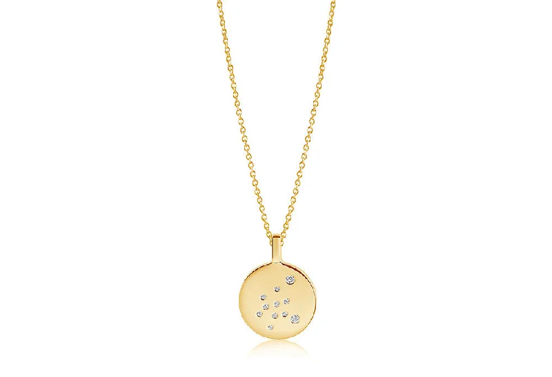 butterfly pendant necklace delicate Zodiaco Aquarius Gold Plated Necklace w. White Zirconias