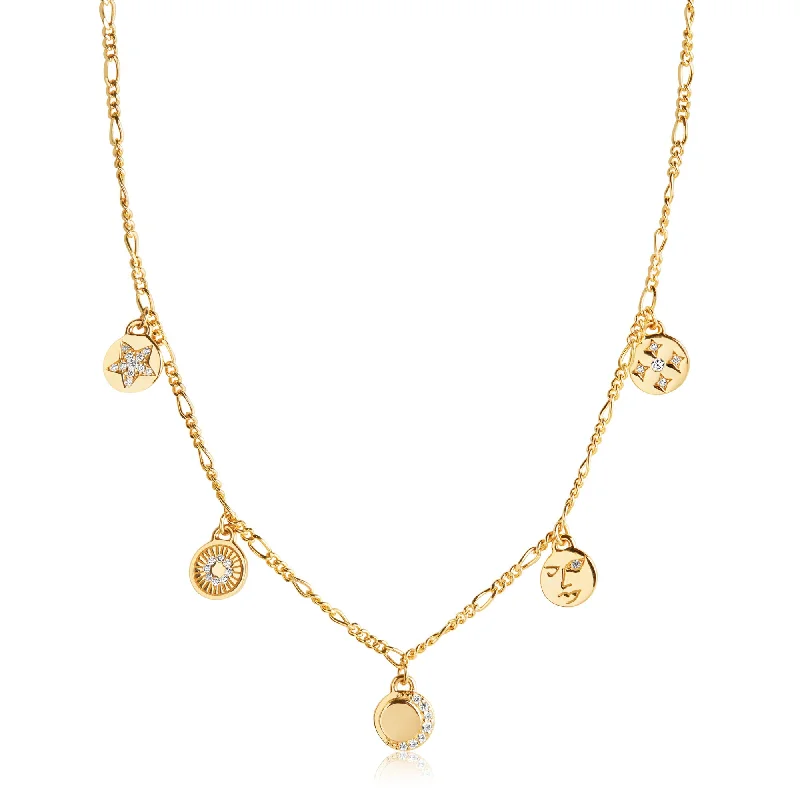 birthstone stacking rings set Portofino Gold Plated Necklace w. White Zirconias 40cm