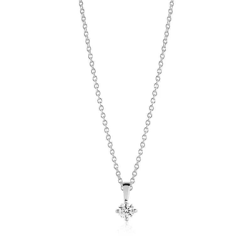 hypoallergenic earrings for sensitive ears Princess Piccolo 4 mm. Silver Necklace w. White Zirconias