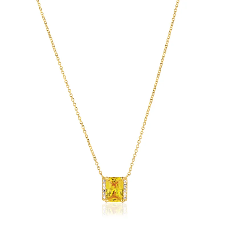 custom name necklace gold Roccanova X-Grande 18K Gold Plated Necklace w. Yellow & White Zirconias