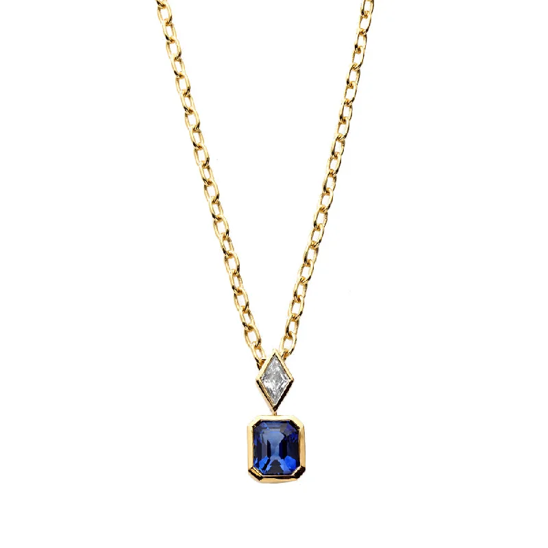 men’s leather and silver bracelet Silky Sapphire and Diamond Pendant