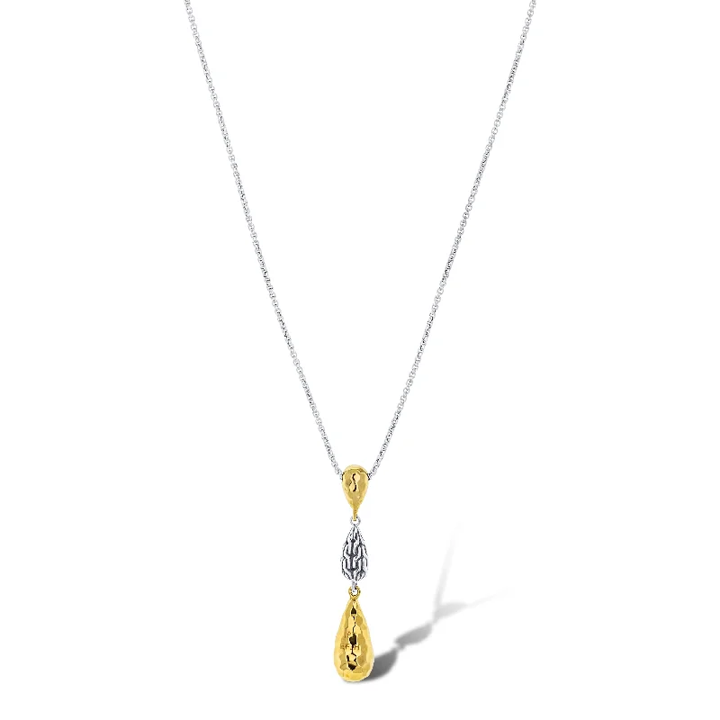 bold statement cuff bracelet Silver & 18K Yellow Gold Classic Hammered Pendant with Chain Necklace