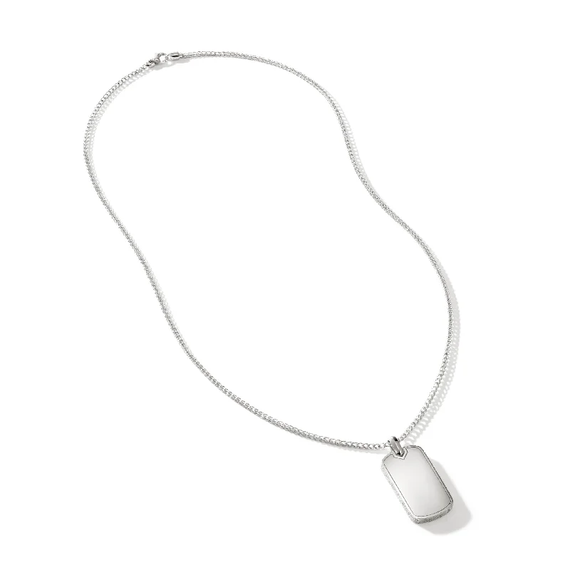 minimalist diamond stud earrings Silver Dog Tag Pendant