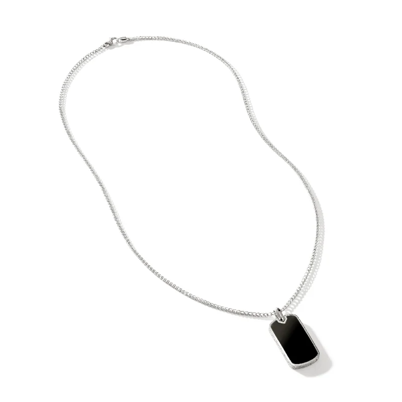 white gold necklace simple Silver Dog Tag Pendant