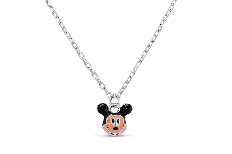 opal cluster ring unique Sterling Silver Mickey Mouse Cartoon Necklace