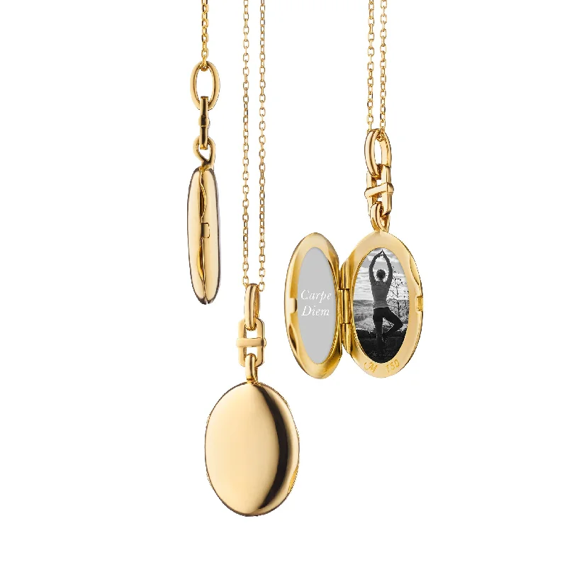 minimalist black pearl necklace SLIM "EVE" 18K GOLD ENGRAVED LOCKET NECKLACE