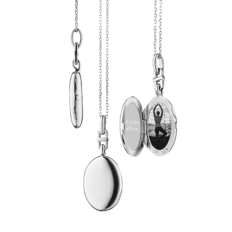 vintage floral engagement ring SLIM OVAL "EVE" LOCKET NECKLACE