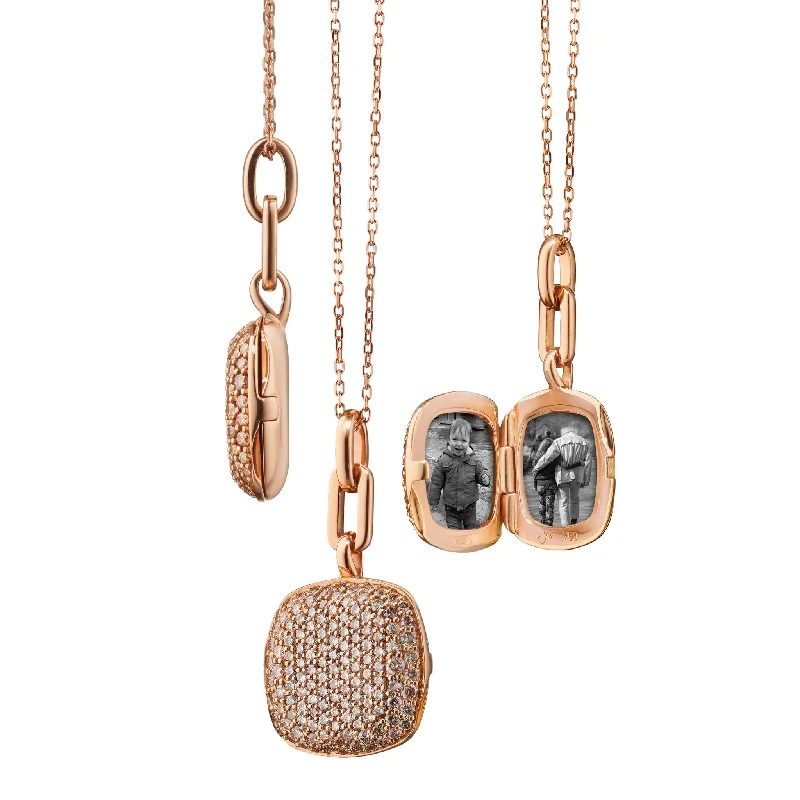 adjustable infinity charm bracelet SLIM "RAE" LOCKET NECKLACE WITH COGNAC DIAMONDS