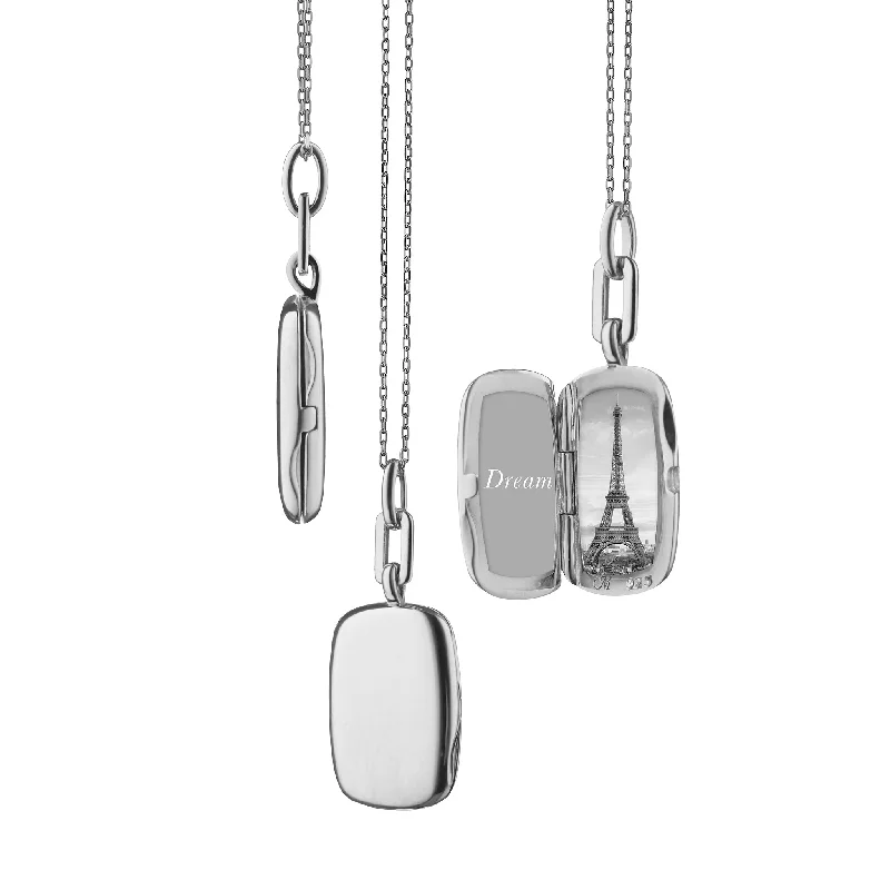 men’s engraved cuff bracelet SLIM RECTANGLE "DEE" LOCKET NECKLACE