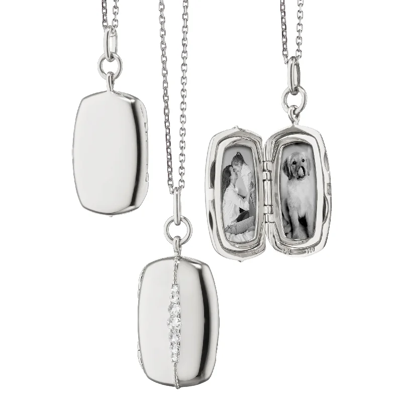 personalized pet photo necklace SLIM RECTANGLE "KATE" STERLING SILVER LOCKET NECKLACE
