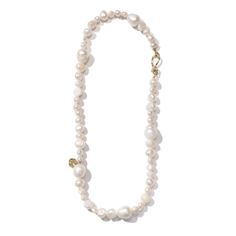 dainty feather charm necklace Elysia Cascade 14k Gold Necklace w. Pearls