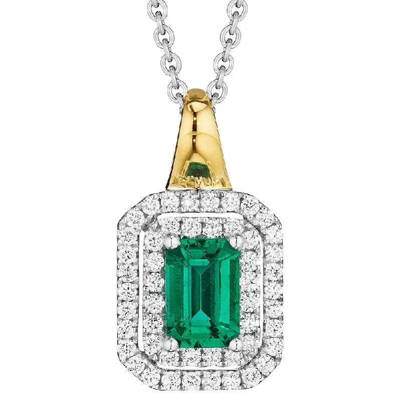 infinity loop ring rose gold .24 CT DIAMOND .55 CT EMERALD PENDANT