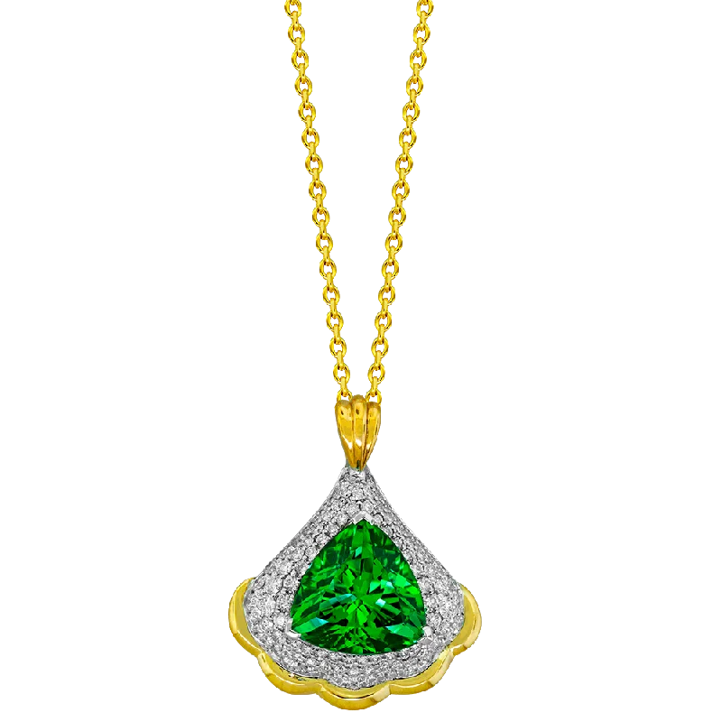 dainty chain bracelet layered .85 CT DIAMOND 4.69 CT GREEN TOURM PEND