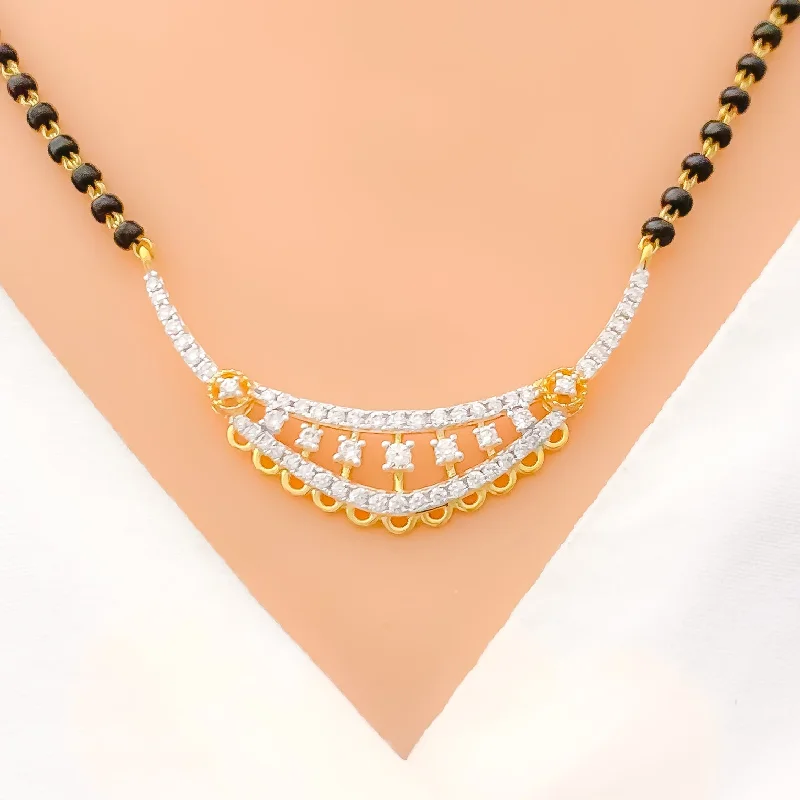 dainty silver hamsa bracelet Stately Striped Diamond + 18K Gold Mangal Sutra