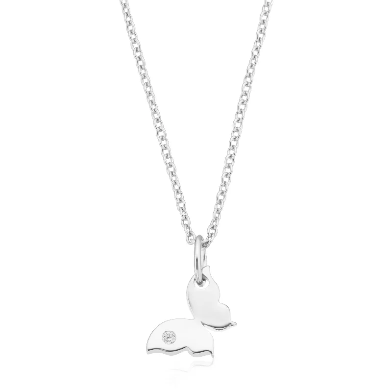 dainty birthstone ring for women Sterling Silver 40-45cm Butterfly Cubic Zirconia Necklace