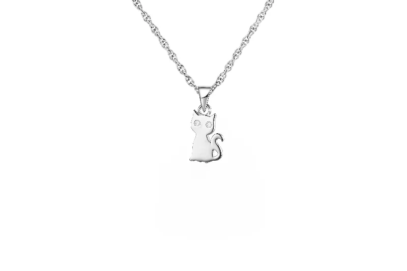 vintage sapphire engagement ring Sterling Silver Cat Necklace