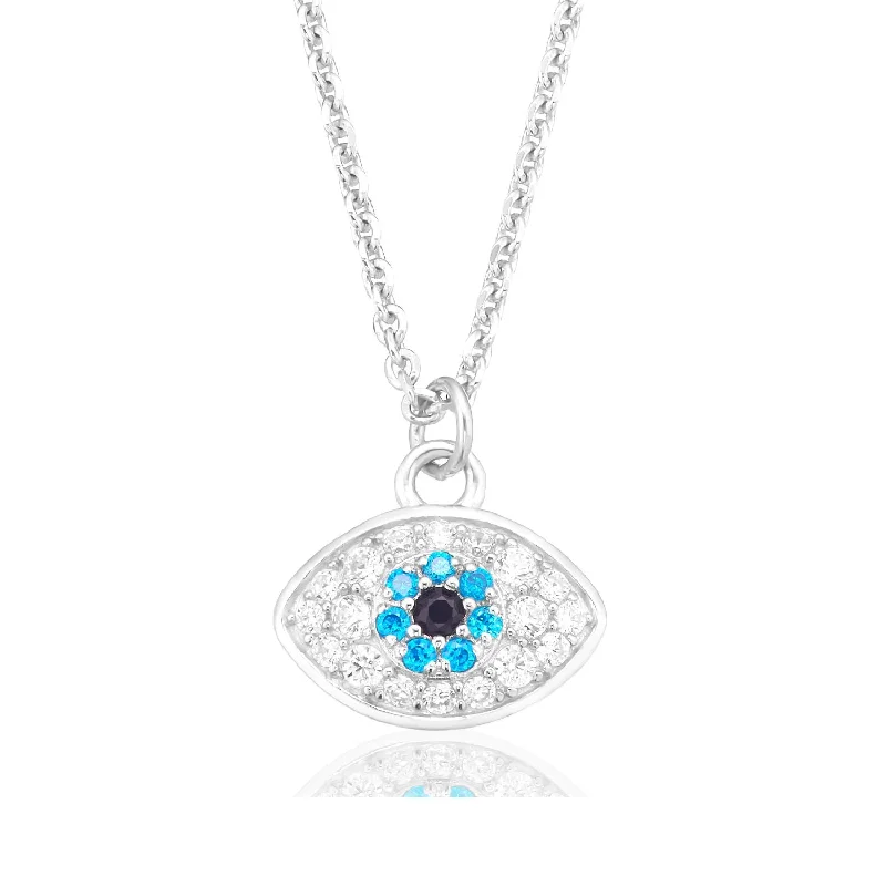 crystal-studded gold ring Sterling Silver Cubic Zirconia Blue Eye Necklace