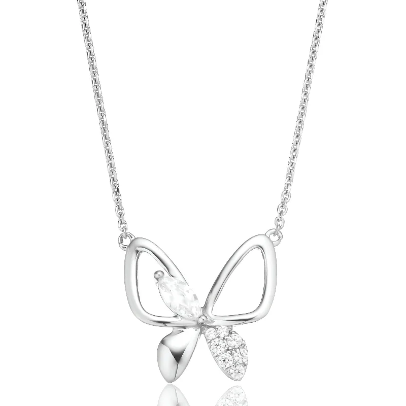 handcrafted beaded hoop earrings Sterling Silver Cubic Zirconia Butterfly Necklace
