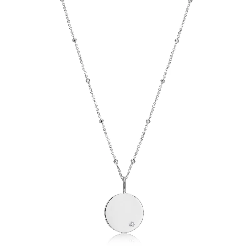 celestial lunar eclipse pendant Sterling Silver CZ Disc Necklace
