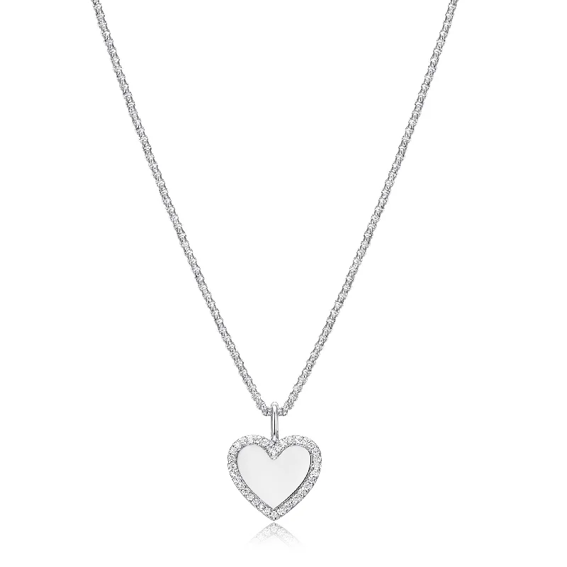 adjustable infinity charm bracelet Sterling Silver CZ Heart Necklace