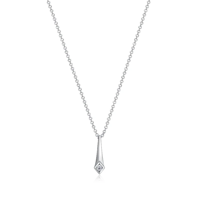 modern hexagon stud earrings Sterling Silver & CZ Star Point Necklace
