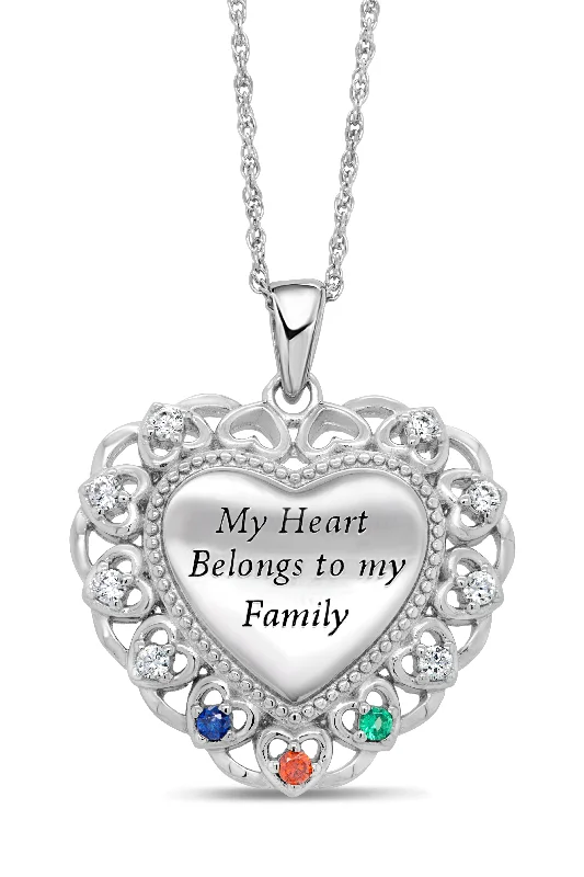 vintage emerald cocktail ring Personalized Heart Family Birthstone Necklace