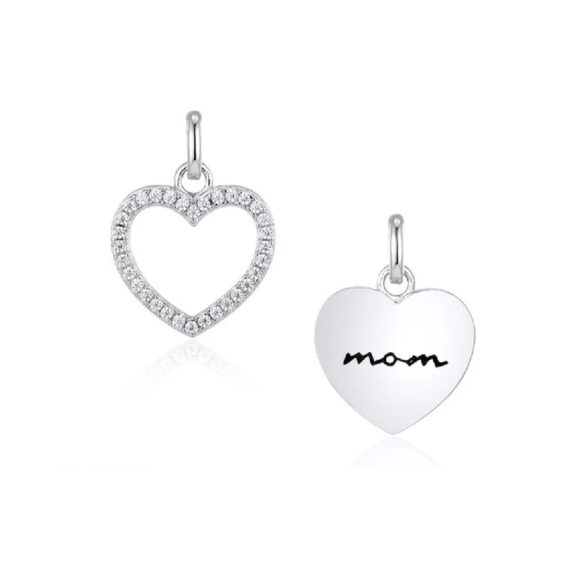 rose gold initial pendant necklace Sterling Silver Mom Heart Necklace