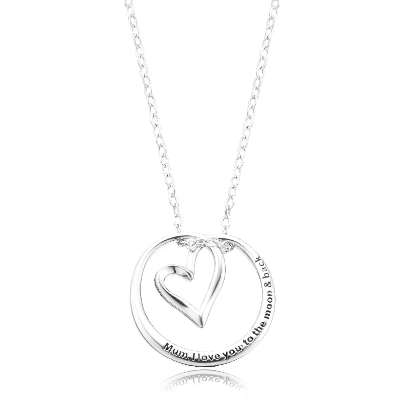 vintage-style floral brooch Sterling Silver Mum Heart Pendant