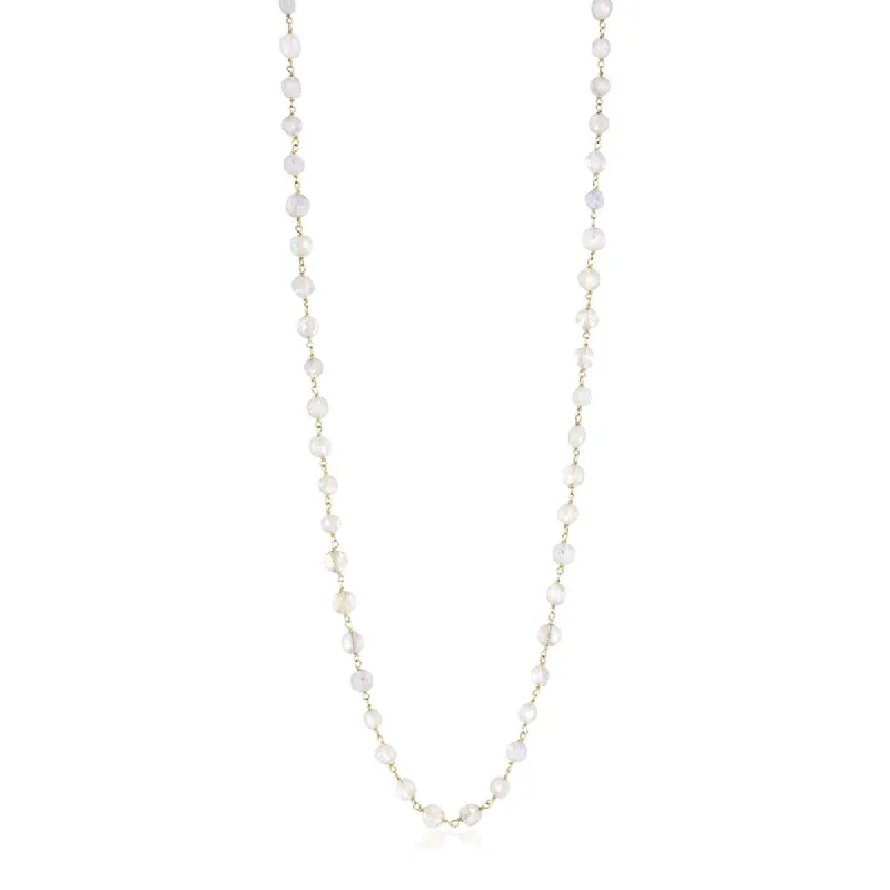 classic tennis bracelet white gold STERLING SILVER NECKLACE WITH MOONSTONE GEMSTONES