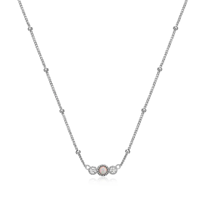 dainty pearl and diamond ring Sterling Silver & Opal Necklace
