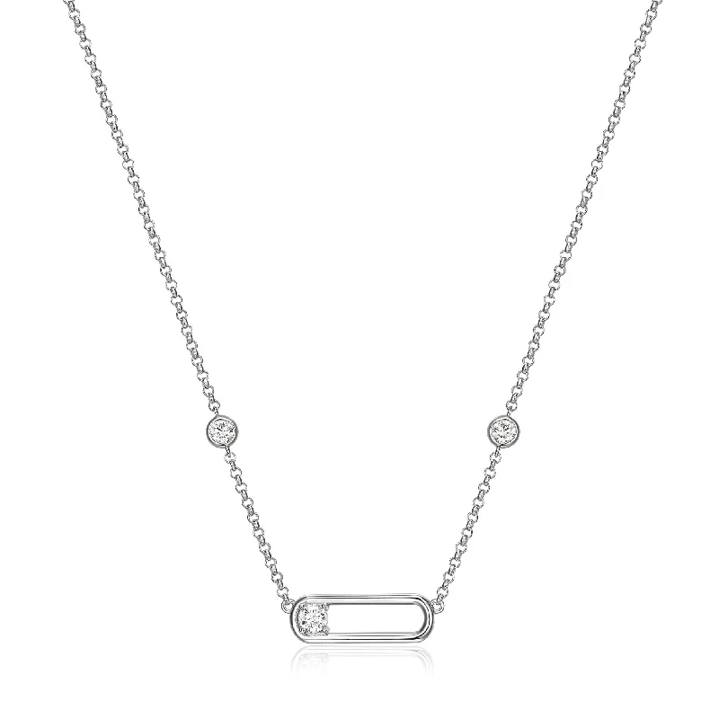 round-cut blue sapphire earrings Sterling Silver Paperclip Necklace