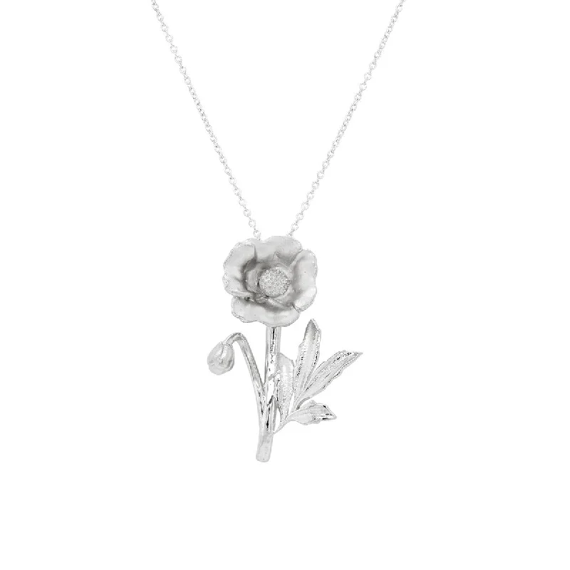 double-layered choker necklace STERLING SILVER POPPY PENDANT NECKLACE