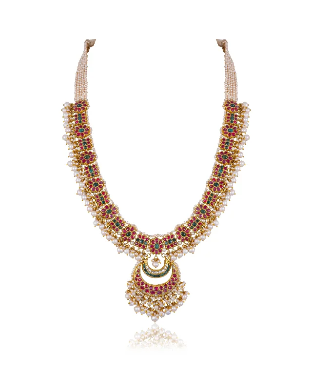 dainty rose gold anklet Sukoon Polki Long Necklace