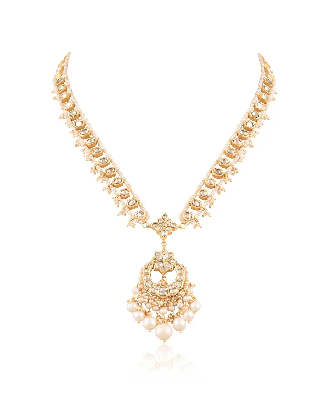 celestial meteor shower earrings Sushila Polki Long Necklace
